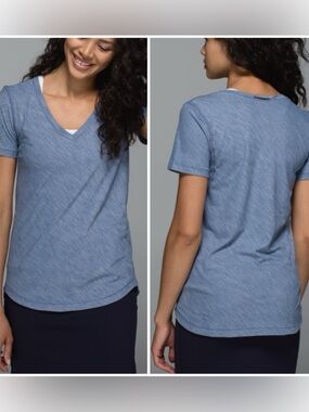 Lululemon Light Blue What The Sport V Neck Tee Size 8-10